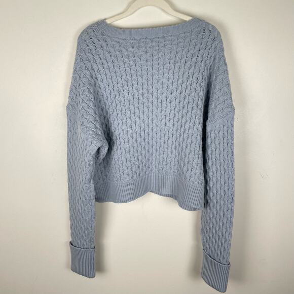 PAIGE Olette Wool Blend Chunky Boxy Crewneck Sweater Vintage Sky Blue Sz XL NWOT - Picture 5 of 15